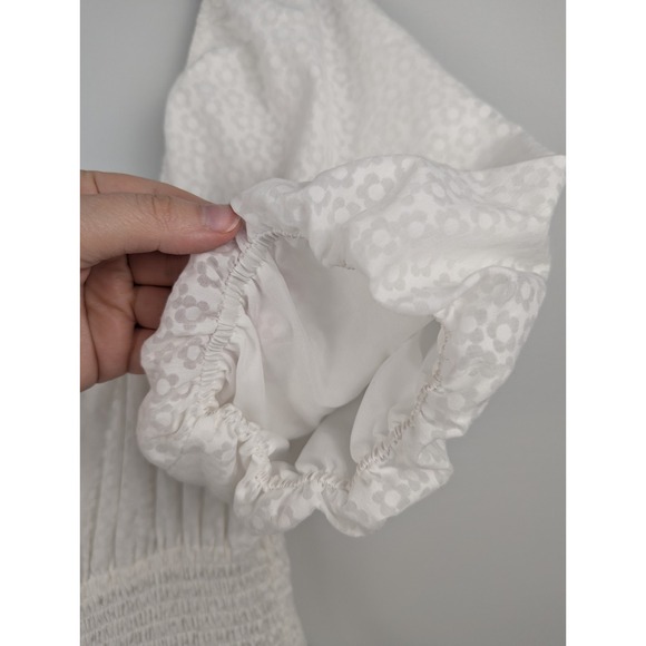 Lulus Tiers To Me White Puff Sleeve Tiered Dress Mini Skater M Off‎ The Shoulder - Picture 12 of 13